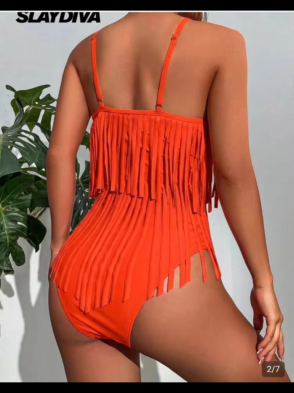 Orange Fringe One-Piece Swimsuit - Picture 2 of 6